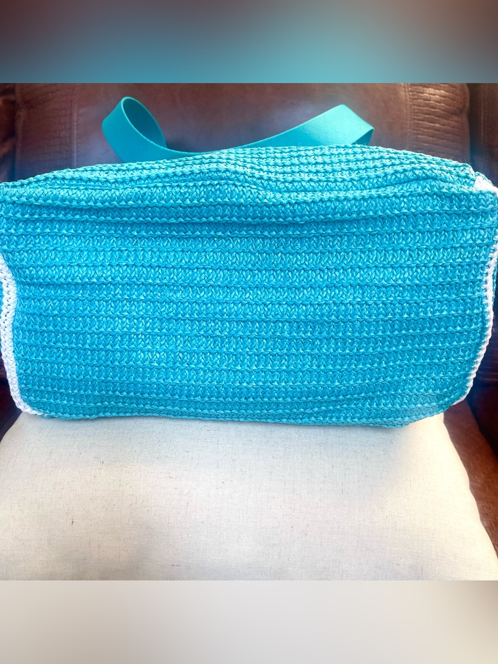 Vera Bradley Set Of Crochet Straw Tote Bag And Zippered Wristlet Pouch Bag - Picture 12 of 14